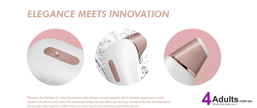 However, the Satisfyer 2 – Next Generation static vibrator not only beguiles with its fantastic appearance; it also causes a stir with its inner value. The waterproof design not only allows you to enjoy yourself in the tub, but also makes the toy especially hygienic: neither water nor other liquids can reach the inside of the device. 