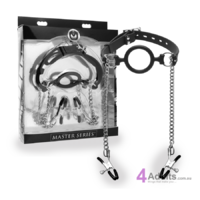 Mutiny Silicone O-Ring Gag With Nipple Clamps