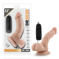 Vibrator 6.5in Vibrating Cock Realistic Harness Compatible with Suction Cup Vanilla Dr Skin Dr Ken