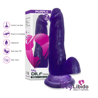 Dildo 7 Inch DILF Realistic with Balls & Suction. Transparent Collection "PURPLE" by MyLibido.