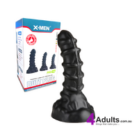Ribbed Anal Dildo Black Medium